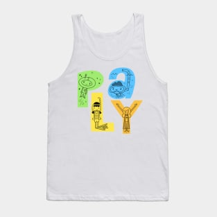 Play, Fun, Imagination, cartoon retro Tank Top